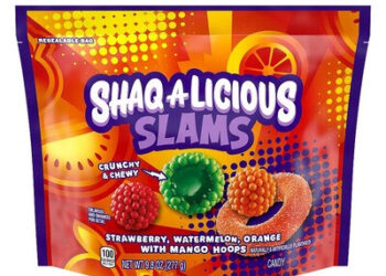 Shaq-A-Licious SLAMS, shaquille O’Neal’s new hoops inspired candy, throws down a backboard breaking bite